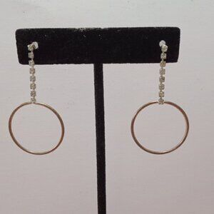 Elegant Crystal Rhinestone Dangle Hoop Earrings Minimalist Statement Jewelry